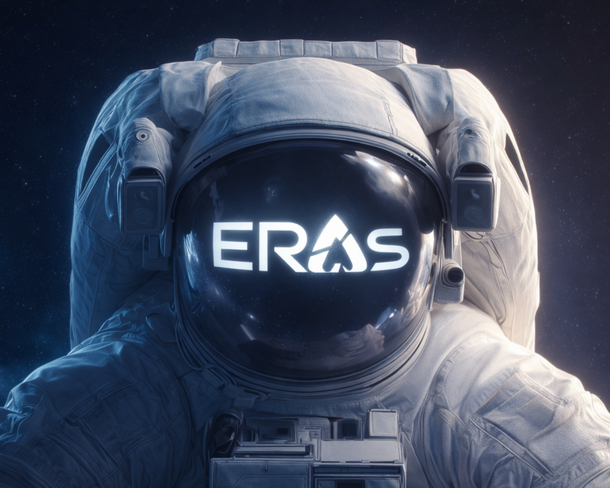 Astronaut artwork with the ERAS mark illuminated across the visor